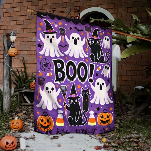 Halloween Flag Ghost Boo Black Cat Pumpkin Flag, Halloween Flag, Halloween Garden Flags, Halloween House Flags