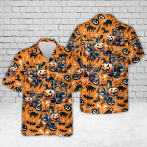 Halloween Forklift Hawaiian Shirt, Halloween Hawaiian Shirt, Horror Hawaiian Shirt