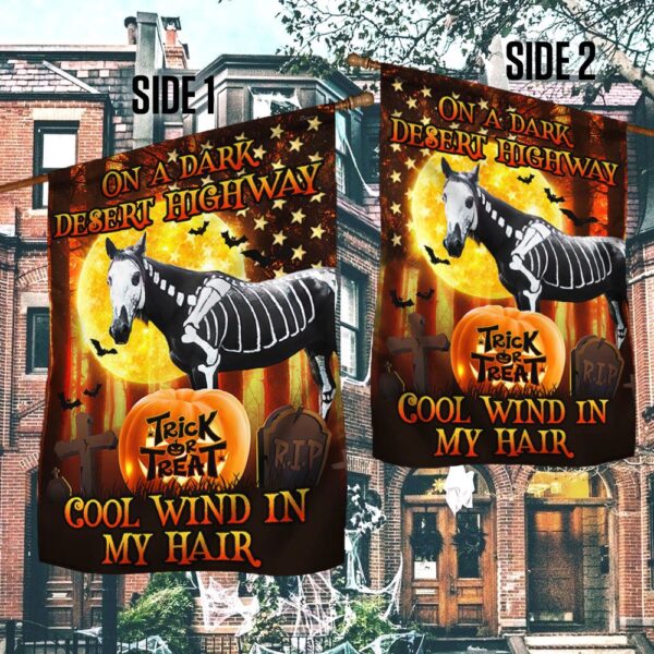 Halloween Horse Flag On A Dark Desert Highway Cool Wind In My Hair Flag, Halloween Flag, Halloween Garden Flags, Halloween House Flags