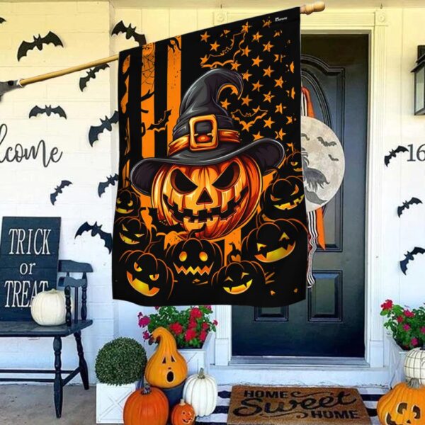 Halloween Pumpkin American Flag, Halloween Flag, Halloween Garden Flags, Halloween House Flags