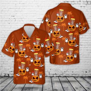 Halloween Pumpkin Basket Disc Golf Hawaiian Shirt,…