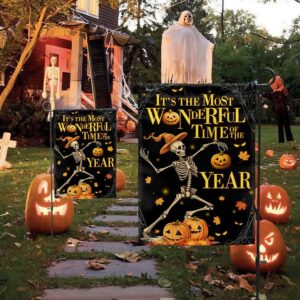 Halloween Skeleton Dancing Pumpkins It s The Most Wonderful Time Of The Year Flag Halloween Flag Halloween Garden Flags Halloween House Flags 4 dlpmmq.jpg