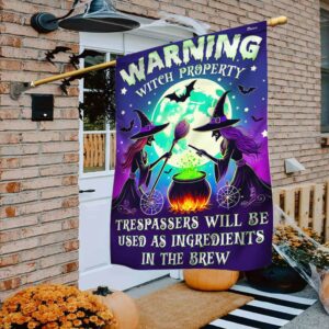 Halloween Witch Flag Witch Property Trespassers Will…