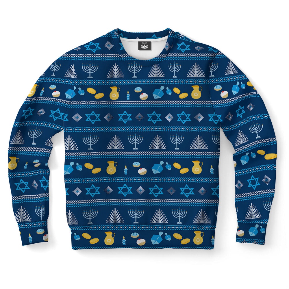 Hanukkah Pattern Ugly Christmas Sweater, Christmas Sweater, Ugly Sweater, Funny Xmas Sweaters