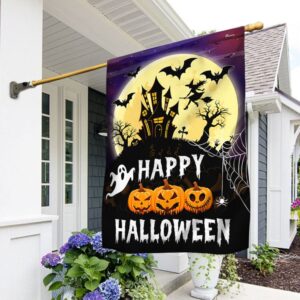 Happy Halloween Spooky Haunted House Flag, Halloween…