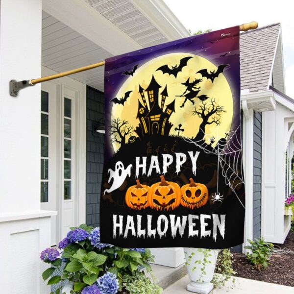 Happy Halloween Spooky Haunted House Flag, Halloween Flag, Halloween Garden Flags, Halloween House Flags