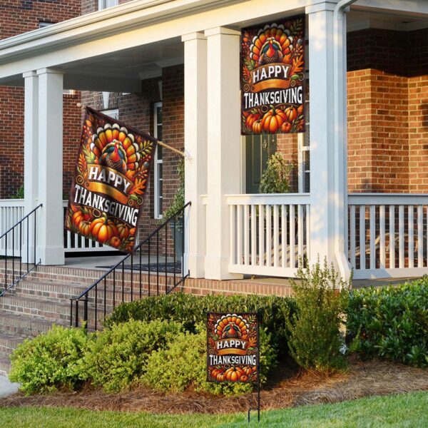 Happy Thanksgiving Day Turkey Flag, Halloween Flag, Halloween Garden Flags, Halloween House Flags