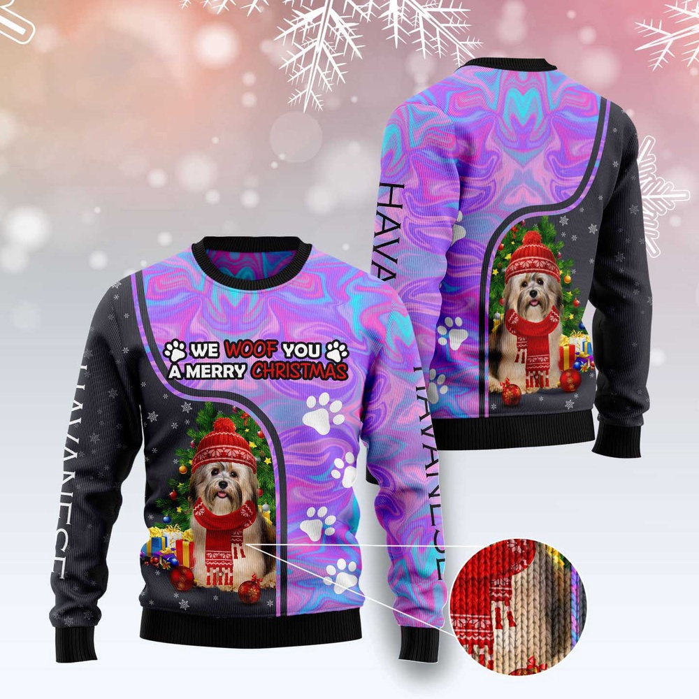Havanese Hologram Color Ugly Christmas Sweater, Christmas Sweater, Ugly Sweater, Funny Xmas Sweaters Havanese Hologram Color Ugly Christmas Sweater, Christmas Sweater, Ugly Sweater, Funny Xmas Sweaters