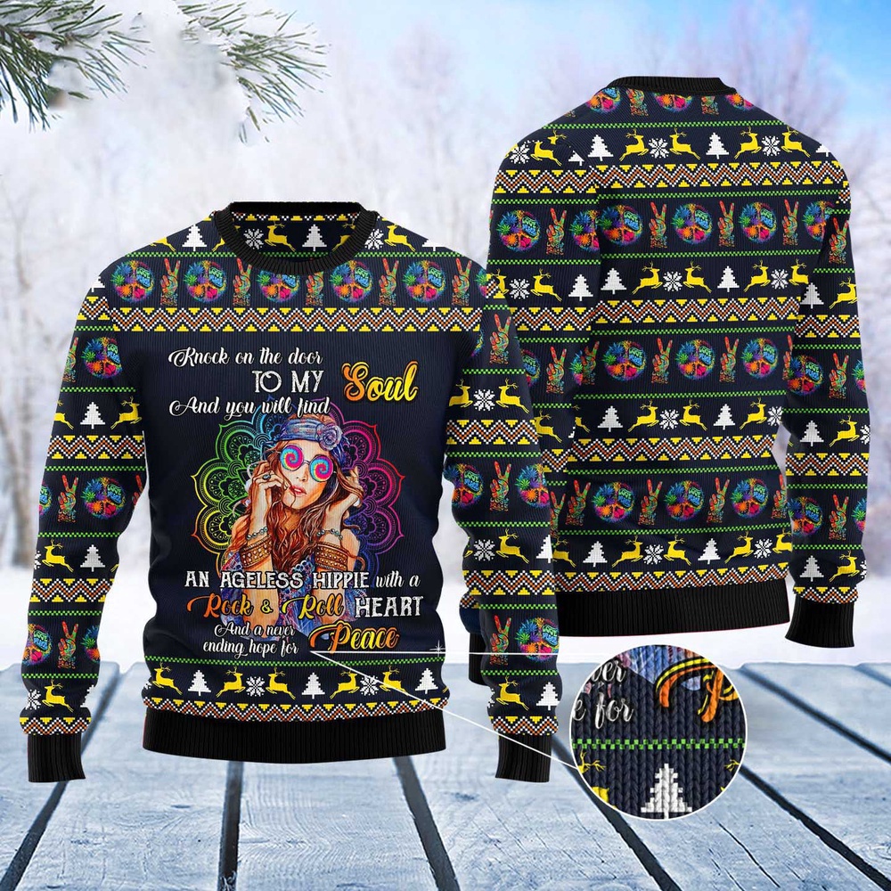 Hippie Girl Ugly Christmas Sweater, Christmas Sweater, Ugly Sweater, Funny Xmas Sweaters Hippie Girl Ugly Christmas Sweater, Christmas Sweater, Ugly Sweater, Funny Xmas Sweaters