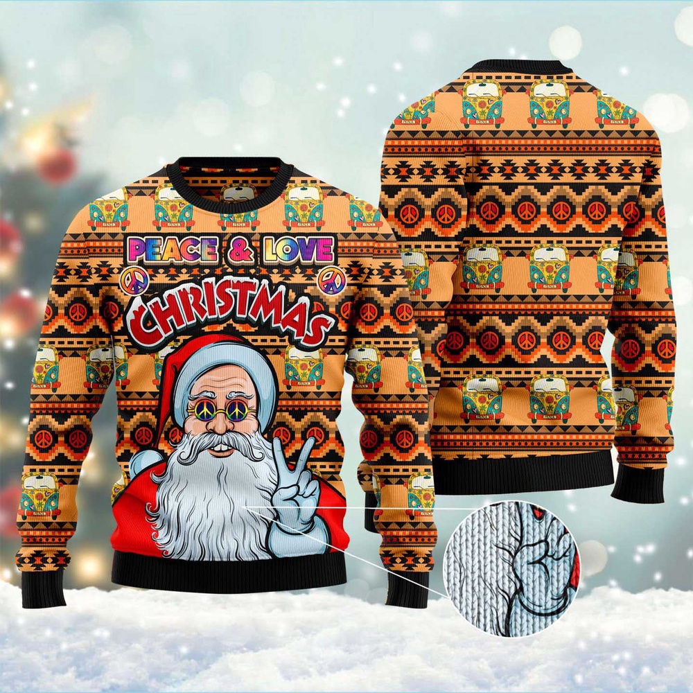 Hippie Santa Claus Peace And Love Ugly Christmas Sweater, Christmas Sweater, Ugly Sweater, Funny Xmas Sweaters Hippie Santa Claus Peace And Love Ugly Christmas Sweater, Christmas Sweater, Ugly Sweater, Funny Xmas Sweaters