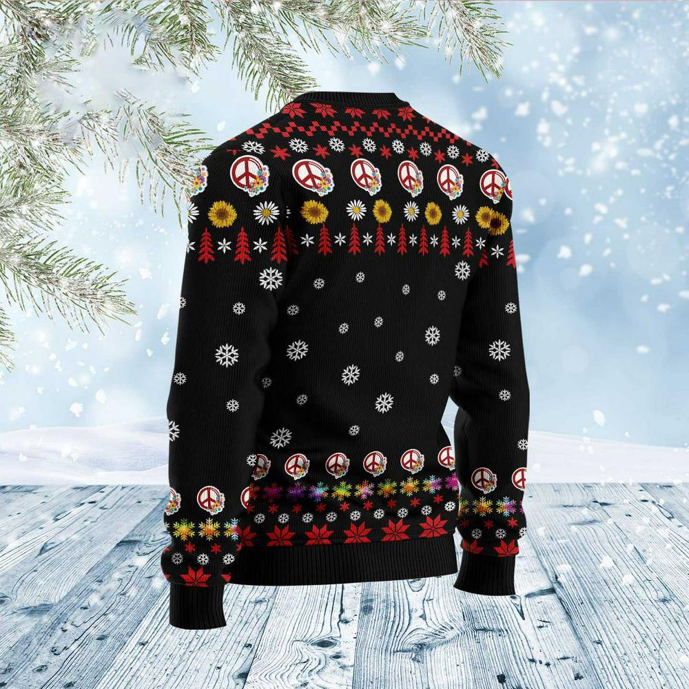 Hippie Tree Xmas Ugly Christmas Sweater, Xmas Tree Sweater, Christmas Sweater