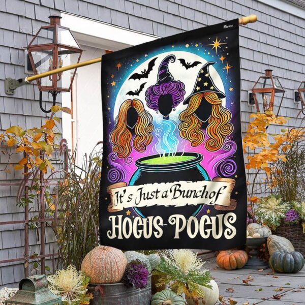 Hocus Pocus Halloween Three Witches It’s Just a Bunch of Hocus Pocus Flag, Halloween Flag, Halloween Garden Flags, Halloween House Flags