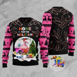 Home For The Holidays Flamingo Ugly Christmas…
