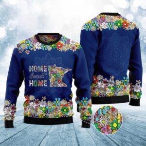 Home Sweet Home Minnesota Flower Ugly Christmas…