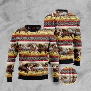 Horse Native American Pattern Ugly Christmas Sweater,…