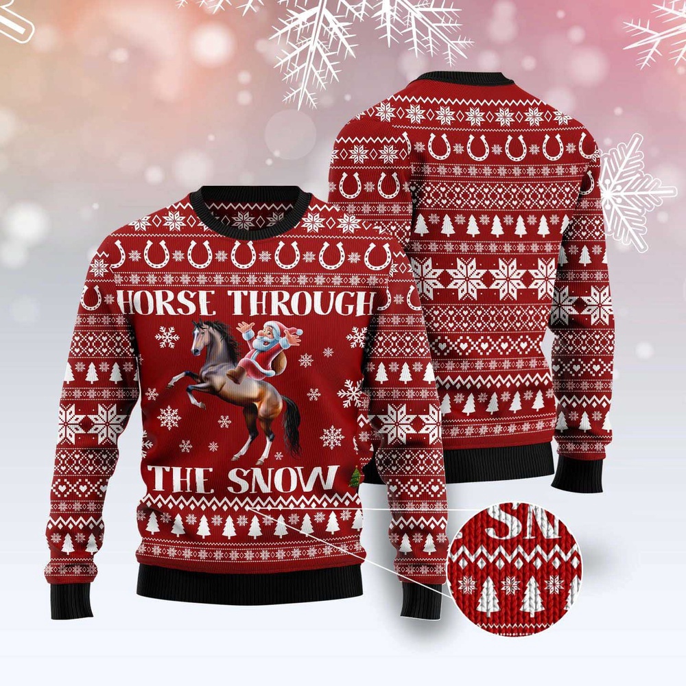 Horse Through The Snow Ugly Christmas Sweater, Christmas Sweater, Ugly Sweater, Funny Xmas Sweaters Horse Through The Snow Ugly Christmas Sweater, Christmas Sweater, Ugly Sweater, Funny Xmas Sweaters