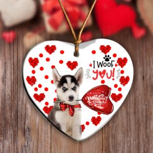 Husky Happy Valentine’s Day Ornament, Christmas Ornament,…