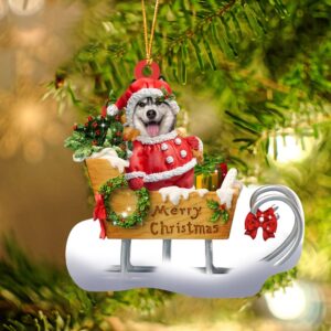 Husky Merry Christmas Ornament, Christmas Ornament, Dog…