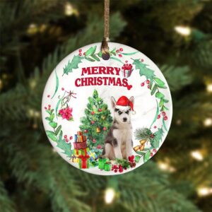 Husky Tree Merry Christmas Ornament, Christmas Ornament,…
