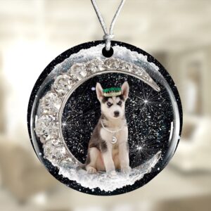 Husky With Crown Diamond Ornament, Christmas Ornament,…
