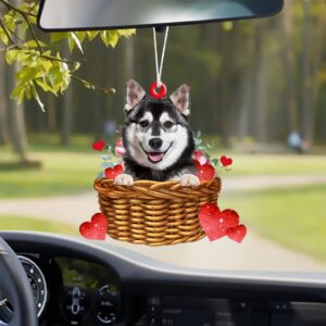 Husky With Rose & Heart Ornament, Christmas…