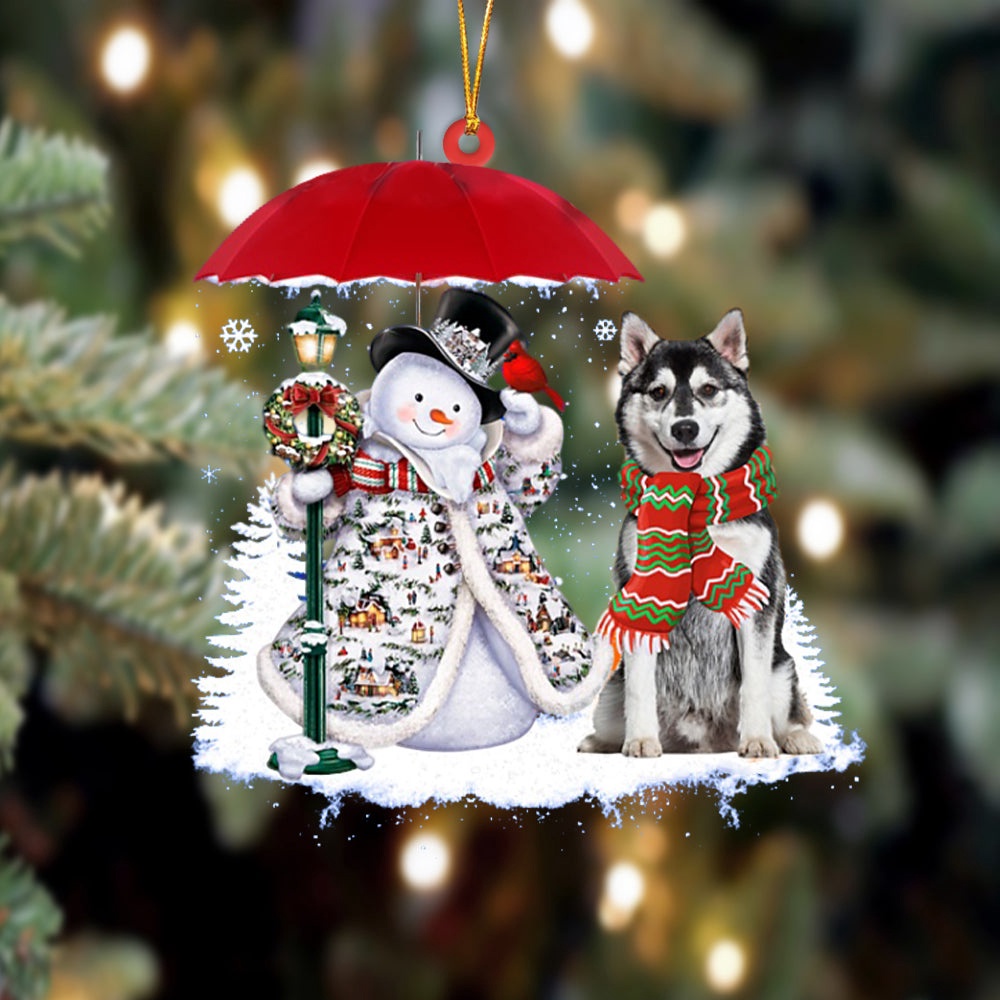 Husky With Snowman Christmas Ornament, Christmas Ornament, Dog Ornament, Xmas Dog Ornaments