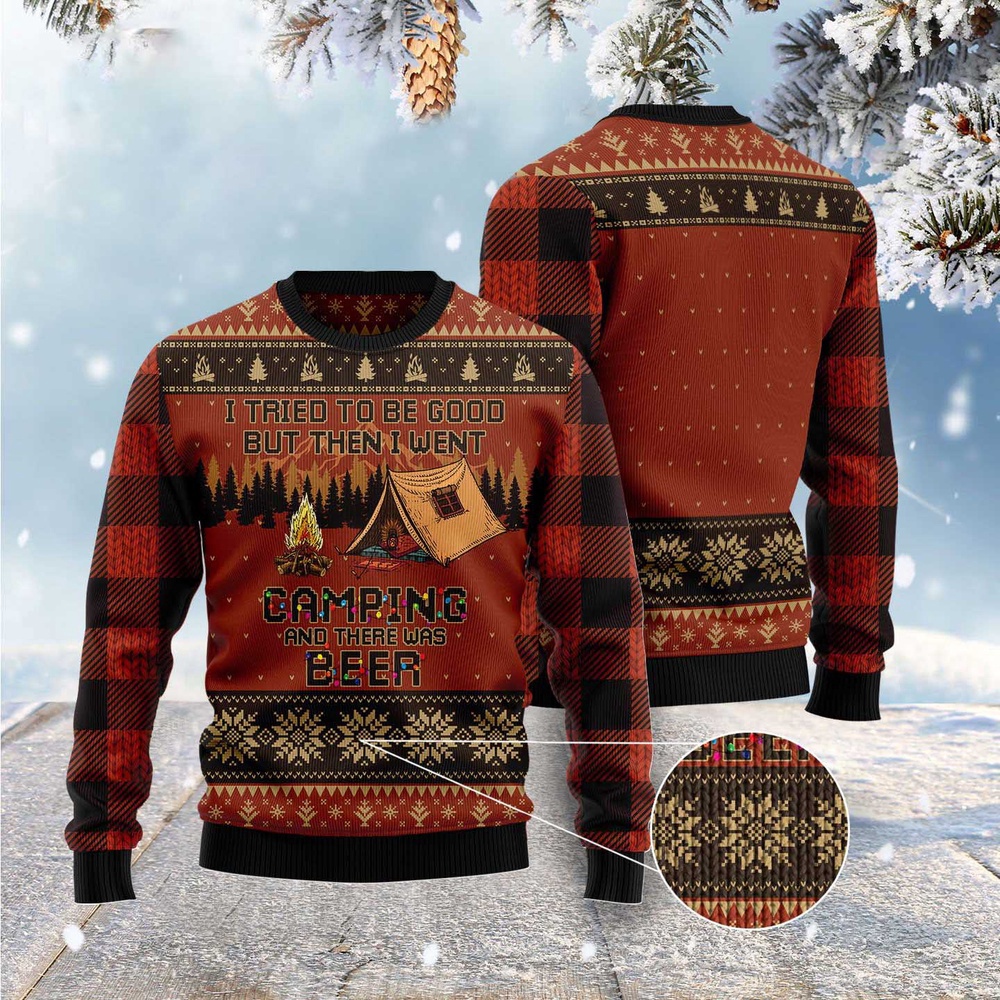 I Tried To Be Good But Then I Went Camping Ugly Christmas Sweater, Christmas Sweater, Ugly Sweater, Funny Xmas Sweaters