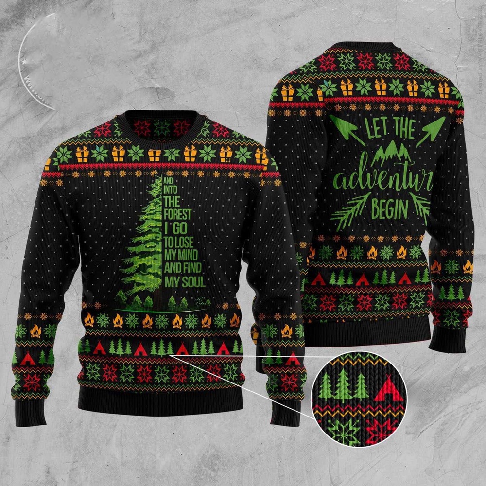 Into The Forest I Go Camping Ugly Christmas Sweater, Christmas Sweater, Ugly Sweater, Funny Xmas Sweaters Into The Forest I Go Camping Ugly Christmas Sweater, Christmas Sweater, Ugly Sweater, Funny Xmas Sweaters