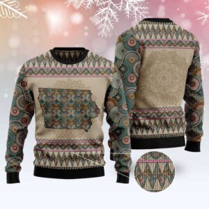 Iowa Mandala Ugly Christmas Sweater, Christmas Sweater,…