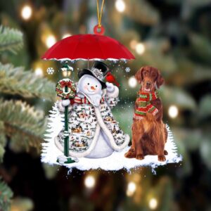 Irish Setter With Snowman Christmas Ornament, Christmas…