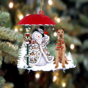 Irish Terrier With Snowman Christmas Ornament, Christmas…