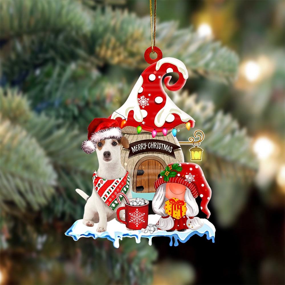 Jack-Russell-Terrier-2 With Mushroom House Christmas Ornament, Christmas Ornament, Dog Ornament, Xmas Dog Ornaments Jack-Russell-Terrier-2 With Mushroom House Christmas Ornament, Christmas Ornament, Dog Ornament, Xmas Dog Ornaments