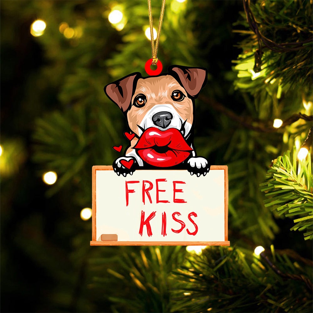 Jack-Russell-Terrier Free Kiss Christmas Ornament, Christmas Ornament, Dog Ornament, Xmas Dog Ornaments