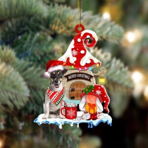 Jack-Russell-Terrier With Mushroom House Christmas Ornament, Christmas…