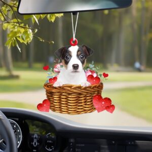 Jack-Russell-Terrier With Rose & Heart Ornament, Christmas…