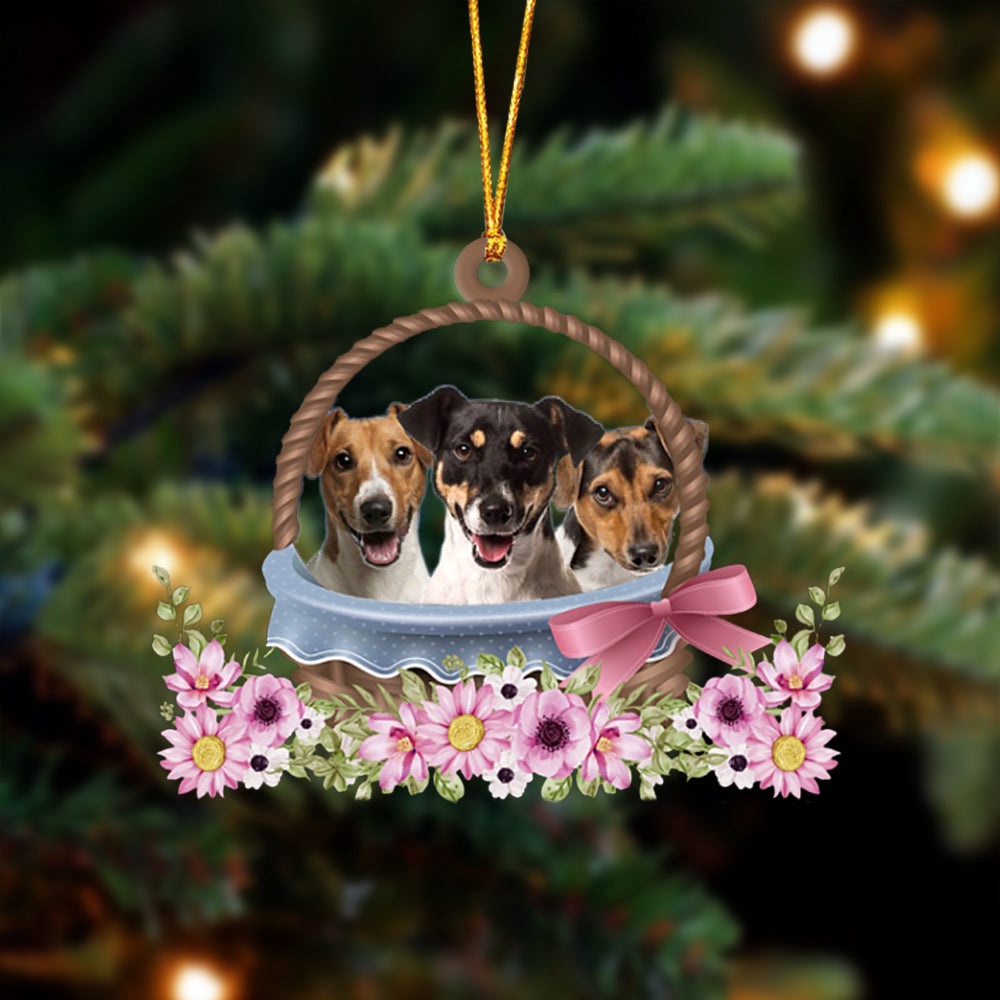 Jack Russell Terrier Dogs In The Basket Ornament, Christmas Ornament, Dog Ornament, Xmas Dog Ornaments Jack Russell Terrier Dogs In The Basket Ornament, Christmas Ornament, Dog Ornament, Xmas Dog Ornaments