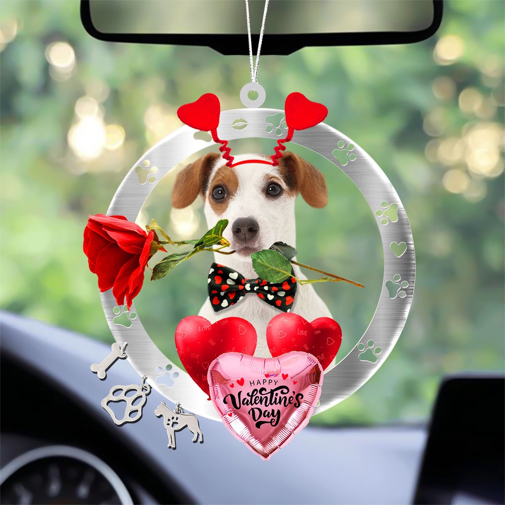 Jack Russell Terrier With Rose & Heart Balloon Ornament, Christmas Ornament, Dog Ornament, Xmas Dog Ornaments Jack Russell Terrier With Rose & Heart Balloon Ornament, Christmas Ornament, Dog Ornament, Xmas Dog Ornaments