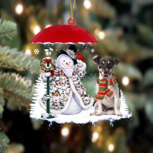 Jack Russell Terrier With Snowman Christmas Ornament,…