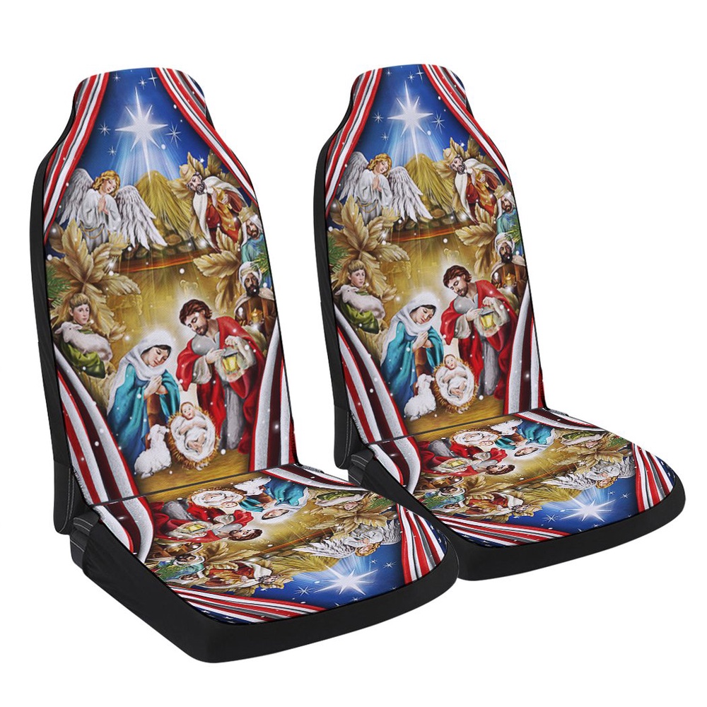 Jesus Family Nativity of Jesus Christmas American flag Seat Cover Cars, Christmas Car Seat Cover, Car Seat Cover Jesus Family Nativity of Jesus Christmas American flag Seat Cover Cars, Christmas Car Seat Cover, Car Seat Cover