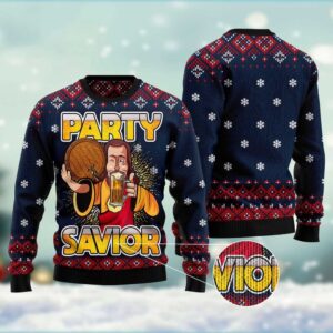 Jesus Party Savior Ugly Christmas Sweater, Christmas…