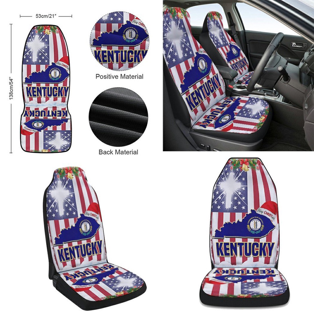 Kentucky God Bless Christmas Seat Cover Cars, Christmas Car Seat Cover, Car Seat Cover