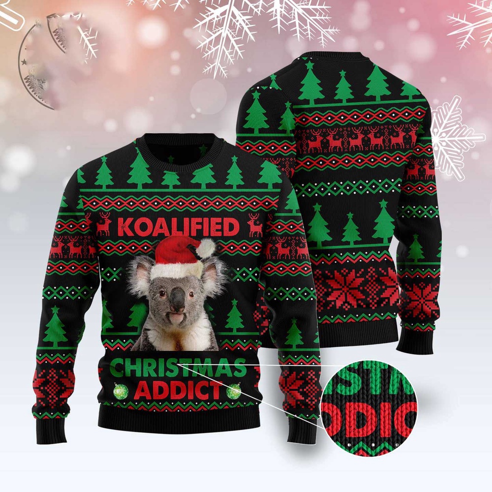 Koala Koalified Christmas Addict Ugly Christmas Sweater, Christmas Sweater, Ugly Sweater, Funny Xmas Sweaters Koala Koalified Christmas Addict Ugly Christmas Sweater, Christmas Sweater, Ugly Sweater, Funny Xmas Sweaters