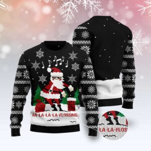 La-La-La Flossing Santa Claus Ugly Christmas Sweater,…