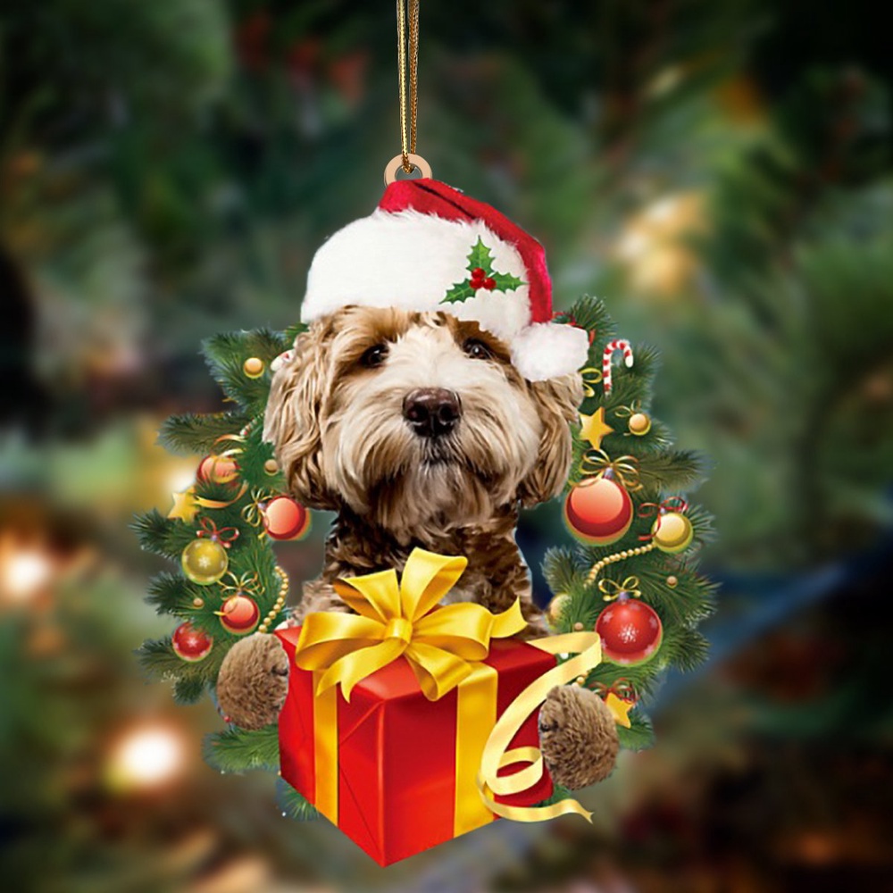 Labradoodle-Dogs give gifts Hanging Ornament, Christmas Ornament, Dog Ornament, Xmas Dog Ornaments