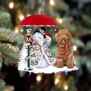 Labradoodle With Snowman Christmas Ornament, Christmas Ornament,…