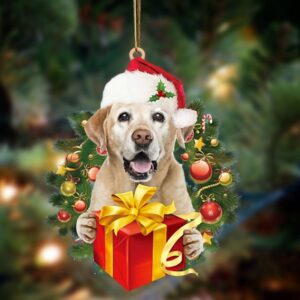 Labrador-Dogs give gifts Hanging Ornament, Christmas Ornament,…