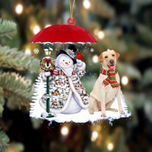 Labrador Retriever 1 With Snowman Christmas Ornament,…