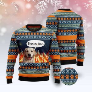 Labrador Retriever Fire Ugly Christmas Sweater, Dog…