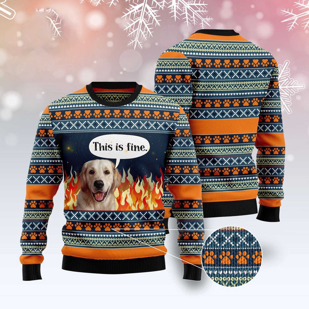 Labrador Retriever Fire Ugly Christmas Sweater, Dog Ugly Christmas Sweater, Ugly Dog Sweaters