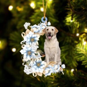 Labrador Retriever Flowers Moon Ornament, Christmas Ornament,…